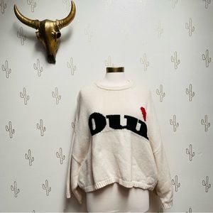 The Kooples Paris Oui Oversized Sweater Top Size Large Merino Wool Long Sleeve